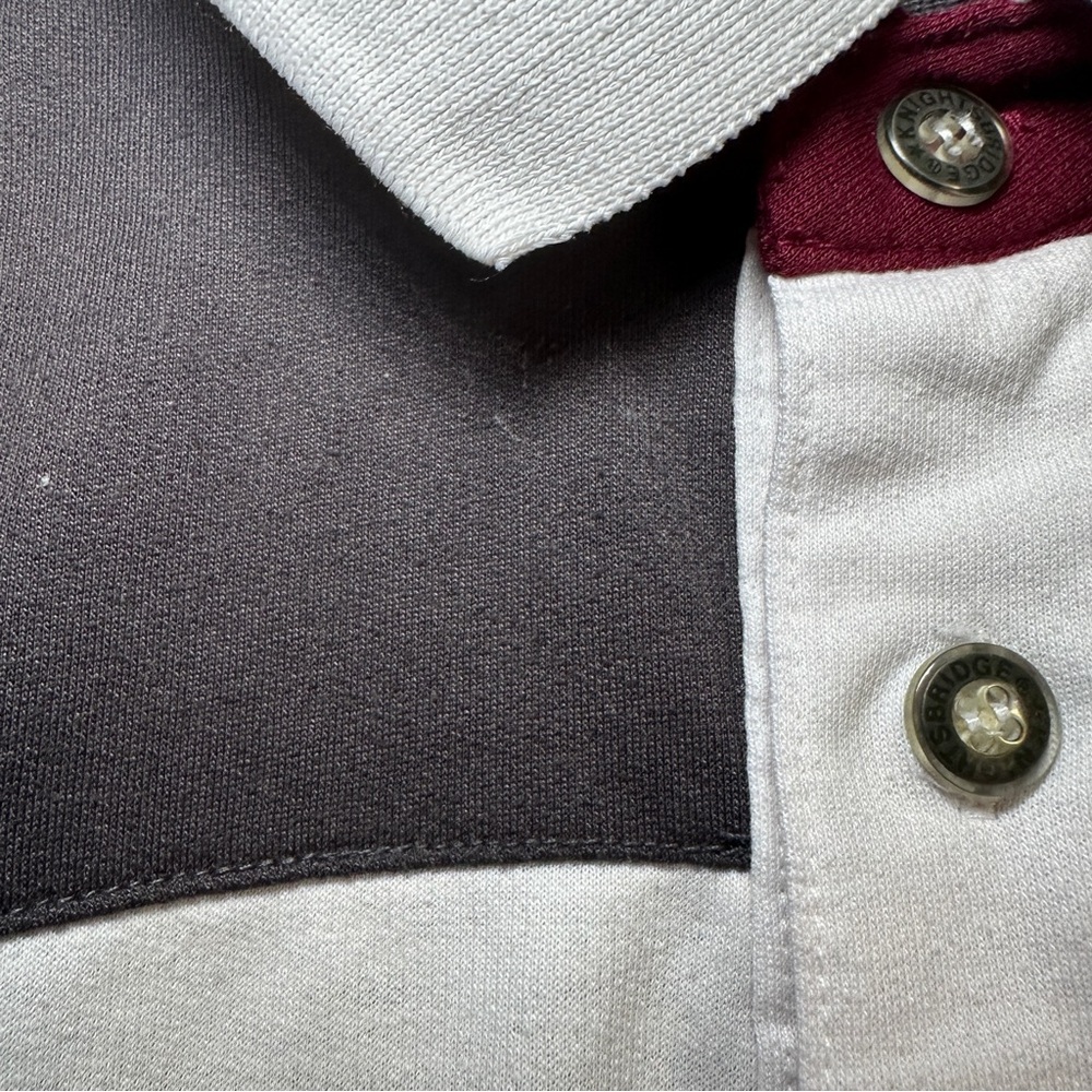 Men's Colorblock Polo Shirt - Black, White, Gray, and Burgundy - Picture 5 of 7